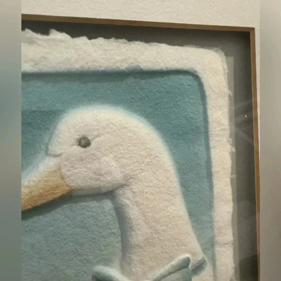 Wesley WESS Smith Ducks Hand Cast Paper Colored Framed Art MCM Signed Brass 90’s - Picture 3 of 13